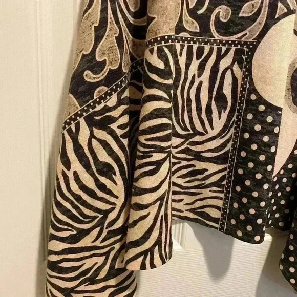 Amma Womens Black Cream Zebra Floral Print Midi High Low Comfortable Dress M - Picture 12 of 12